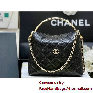 CHANEL Grained Shiny Calfskin & Gold-Tone Metal Black Clutch with Chain AP4066 2025(original quality)